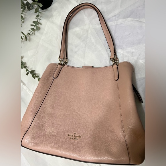 Kate Spade Jackson Large Light Pink Leather Shoulder Bag Triple Compartment EUC - Picture 3 of 15